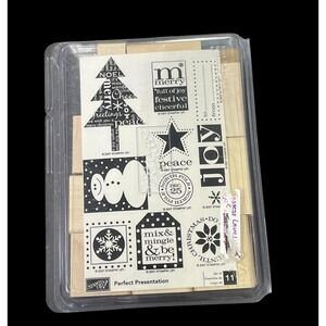 Stampin' Up! Christmas Stamps Set of 11‎ Wood Rubber Stamps Holiday